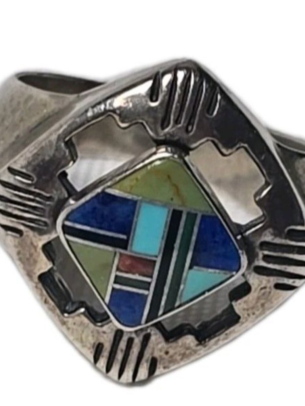 Carolyn Pollack Relios Sterling Silver 925 Multi Stone Inlay Ring Southwestern 7
